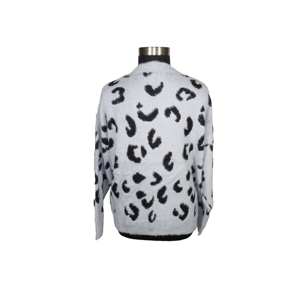 Debut Gray Leopard Print Faux Mohair Shaggy Long Sleeve Sweater Plus Size 3X - Picture 5 of 9